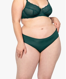 GEMO Culotte femme microfibre et dentelle Vert