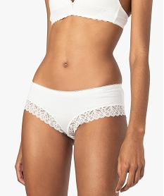 GEMO Shorty femme en coton bio et dentelle recyclée Beige