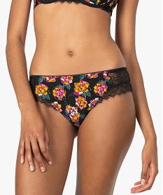 GEMO Shorty femme en microfibre à motifs fleuris et dentelle Imprimé