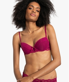 GEMO Soutien-gorge à armatures en tulle plumetis et dentelle Rose