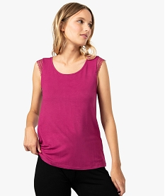 tee-shirt de nuit femme avec broderies sur les epaules violet9338401_1