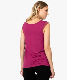 tee-shirt de nuit femme avec broderies sur les epaules violet hauts de pyjama9338401_3