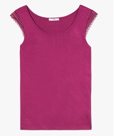 tee-shirt de nuit femme avec broderies sur les epaules violet9338401_4
