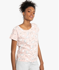 GEMO Tee-shirt de pyjama femme imprimé à coupe loose Imprimé