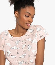 tee-shirt de pyjama femme imprime a coupe loose imprime9338701_2