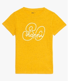 GEMO Tee-shirt garçon à manches courtes avec motif brodé sur lavant jaune standard