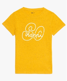 GEMO Tee-shirt garçon à manches courtes avec motif brodé sur lavant Jaune