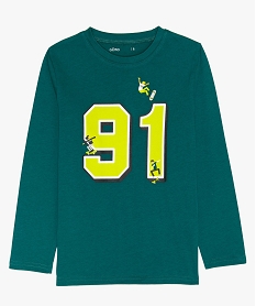 tee-shirt garcon a manches longues avec motif sur lavant vert tee-shirts9350501_1