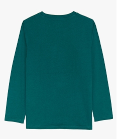 tee-shirt garcon a manches longues avec motif sur lavant vert tee-shirts9350501_2