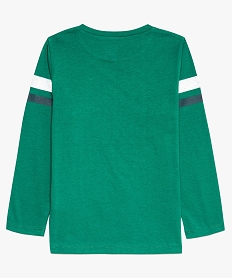 tee-shirt garcon imprime a manches longues et col rond vert tee-shirts9351001_2