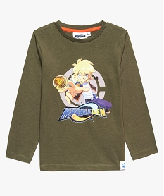 GEMO Tee-shirt garçon avec large motif - Marblegen kaki standard