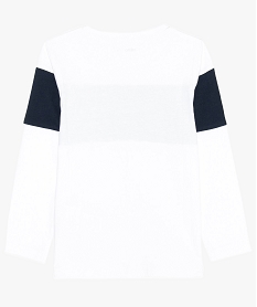 tee-shirt garcon a manches longues a bande contrastante blanc9352501_2