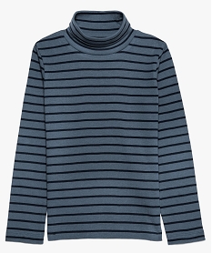 GEMO Tee-shirt garçon rayé à col roulé en coton bio bleu standard