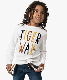 GEMO Tee-shirt garçon en coton texturé avec motif velours blanc standard
