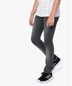 GEMO Jean garçon ultra skinny stretch avec plis aux hanches Gris