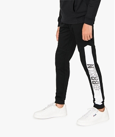 GEMO Pantalon de jogging garçon avec bandes contrastantes Noir