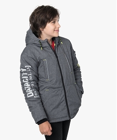 parka garcon chaude a capuche et bandes reflechissantes gris blousons et vestes9358601_1