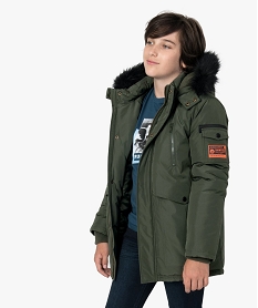 manteau garcon a capuche en polyester recycle vert doudounes9359101_1