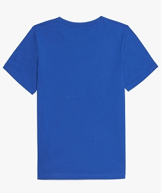 tee-shirt garcon manches courtes a motif brode en coton bio bleu9359501_3