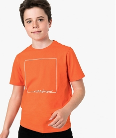 tee-shirt garcon avec inscription graphique orange tee-shirts9359701_1