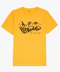 tee-shirt garcon a manches courtes avec inscription sur lavant jaune9359901_1