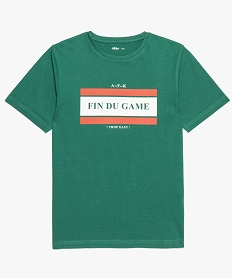 GEMO Tee-shirt garçon à manches courtes avec inscription sur lavant vert standard