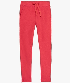 jogging fille en molleton a bandes pailletees rouge pantalons9363001_1