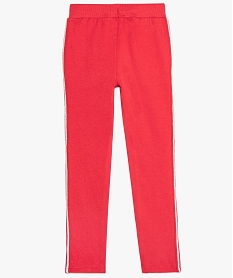 jogging fille en molleton a bandes pailletees rouge pantalons9363001_2