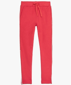 jogging fille en molleton a bandes pailletees rouge9363001_3