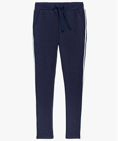 jogging fille en molleton a bandes pailletees bleu pantalons9363201_1