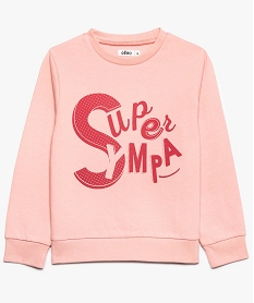 GEMO Sweat mixte molletonné et sérigraphié Rose