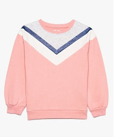 sweat fille avec encolure tricolore en forme de v rose9364001_1