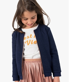 GEMO Sweat fille à motifs étoiles et fermeture zippée Bleu