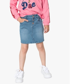 GEMO Jupe fille en jean stretch avec boutons et rivets cuivrés Gris