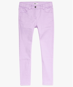 pantalon fille coupe slim coloris uni a taille reglable violet pantalons9366401_1