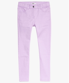 GEMO Pantalon fille coupe slim coloris uni à taille réglable Violet