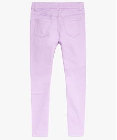 pantalon fille coupe slim coloris uni a taille reglable violet pantalons9366401_2