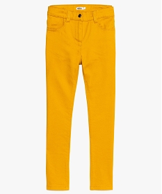 pantalon fille coupe slim coloris uni a taille reglable jaune pantalons9366501_1