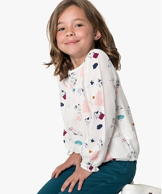 GEMO Blouse fille fluide à motifs et manches bouffantes Multicolore