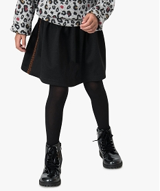jupe fille patineuse a motif leopard et taille paper bag noir9370601_2