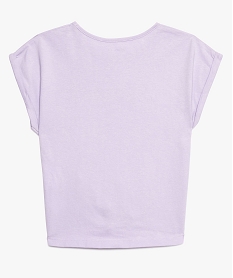 tee-shirt fille noue dans le bas avec inscription pailletee violet tee-shirts9373901_2