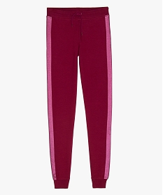 GEMO Pantalon de jogging fille avec liseré pailleté sur les côtés Rouge