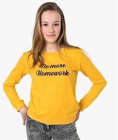 GEMO Sweat fille avec inscription floquée devant jaune standard