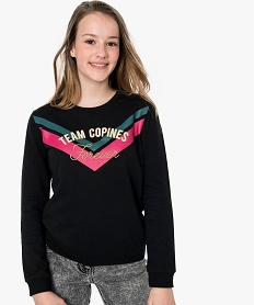 GEMO Sweat fille imprimé avec col rond noir standard