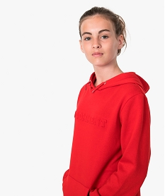 GEMO Sweat mixte en maille molletonnée avec capuche rouge standard