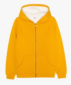 GEMO Sweat fille zippé à capuche avec doublure douillette Jaune