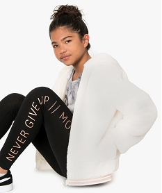 GEMO Blouson fille à capuche et fermeture zippée blanc chine