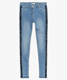 jean fille skinny avec bandes laterales en sequins brillants gris jeans9381701_2