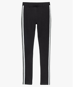 GEMO Pantalon fille à taille élastiquée et bandes argentées noir standard