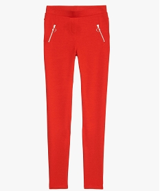 GEMO Pantalon fille souple à taille élastique et poches zippées Rouge